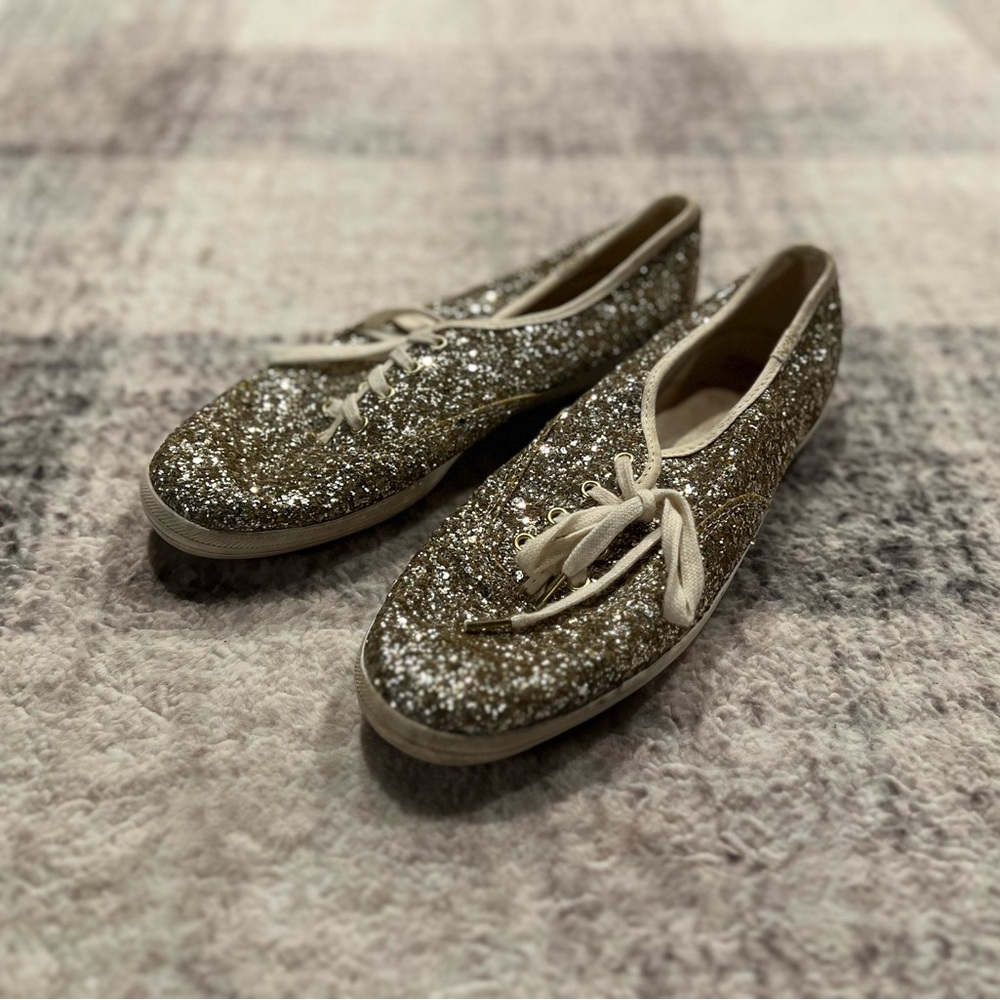 Women’s Keds X Kate Spade Gold Sparkle Sneakers 8.5